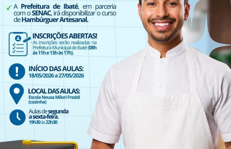📌 Prefeitura de Ibaté abre oportunidade imperdível com curso gratuito de hambúrguer artesanal
