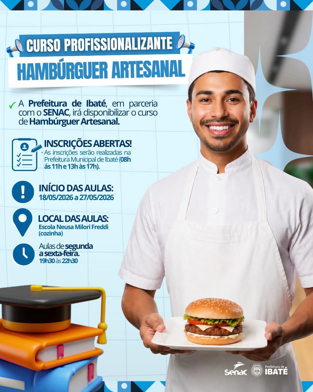 📌 Prefeitura de Ibaté abre oportunidade imperdível com curso gratuito de hambúrguer artesanal