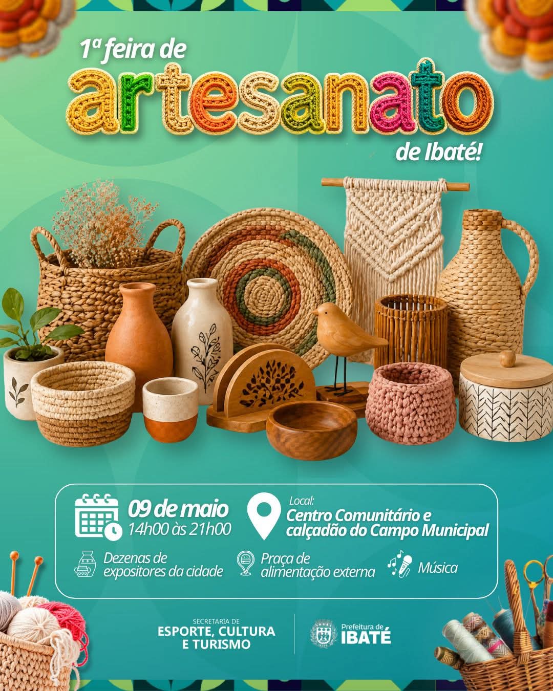 📌 Ibaté recebe neste sábado a 1ª Feira de Artesanato com cultura, música e atrações para toda a família