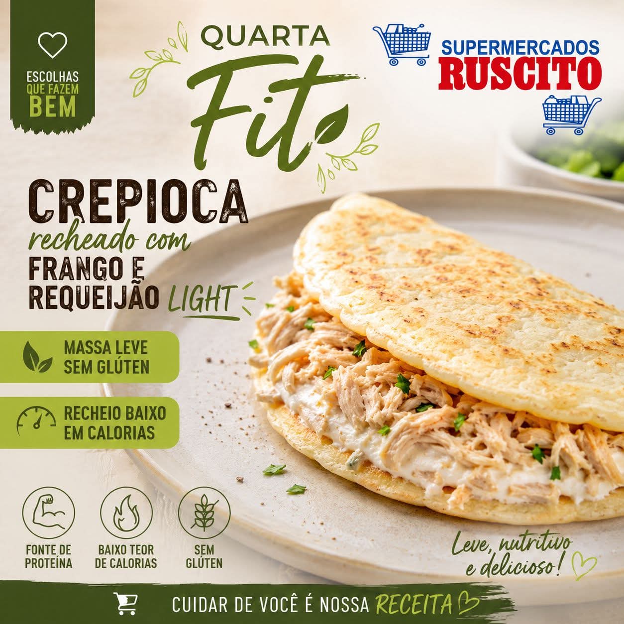 O Supermercados Ruscito preparou uma opção leve, nutritiva e deliciosa para quem busca uma alimentação equilibrada sem abrir mão do sabor. 💚✨