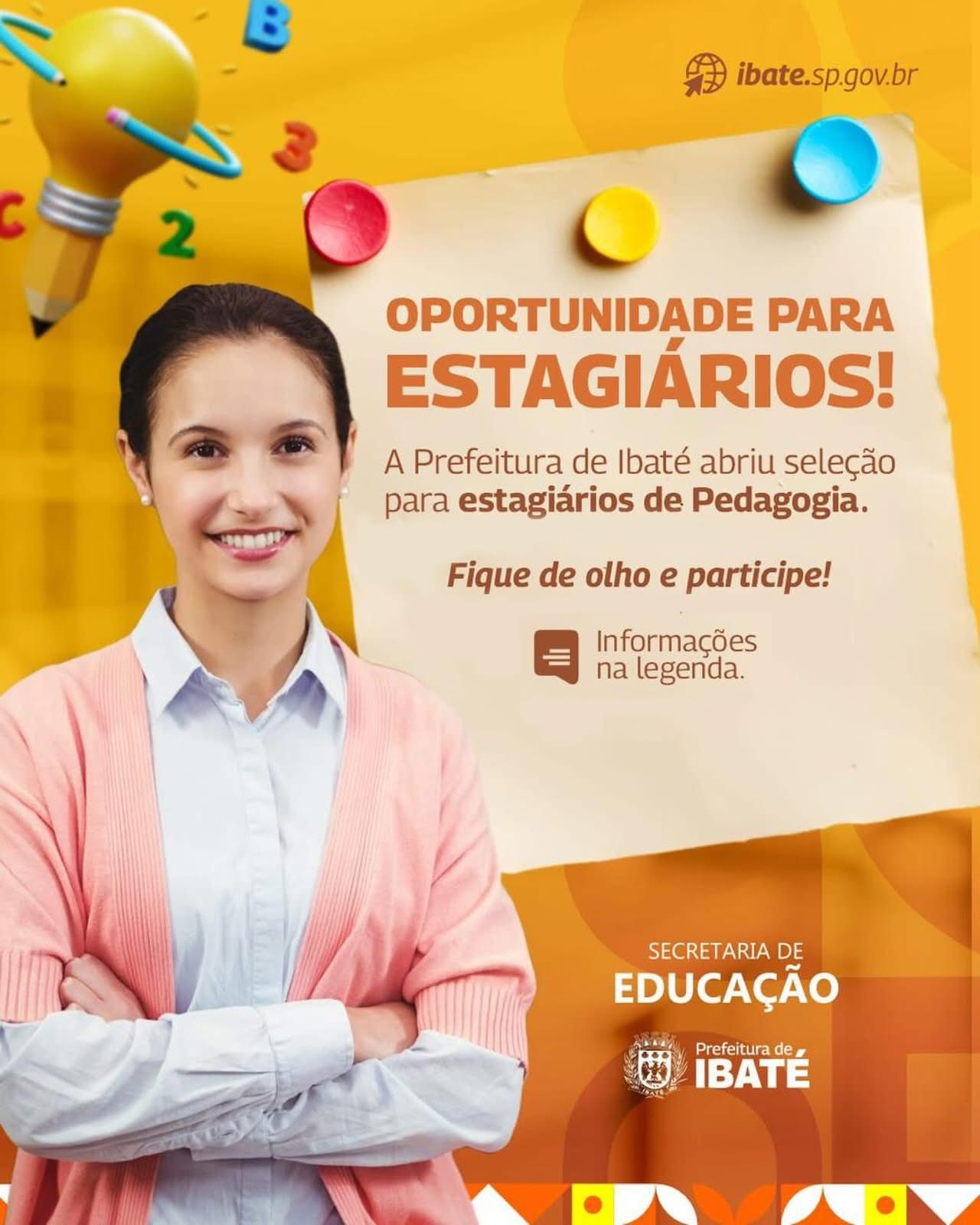 📌 Prefeitura de Ibaté abre inscrições para estágio remunerado em Pedagogia
