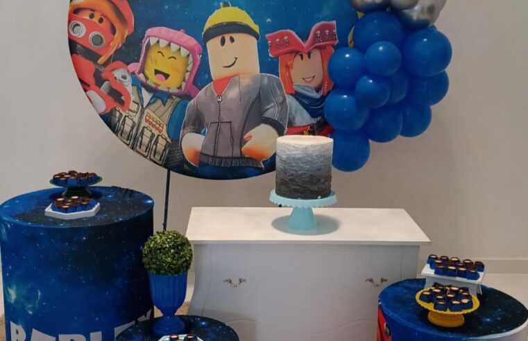 ✨ A Ane Decorações encantou mais uma vez ao transformar o universo de Roblox em uma festa incrível, cheia de personalidade e diversão! 🎮💙