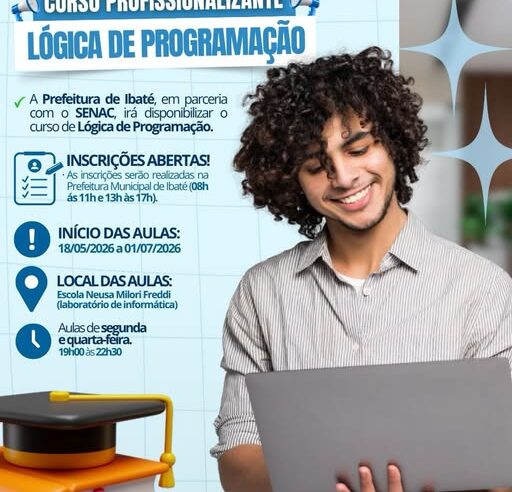 📌 Inscrições para curso gratuito de Lógica de Programação em Ibaté seguem até sexta-feira