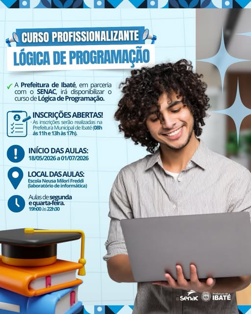 📌 Inscrições para curso gratuito de Lógica de Programação em Ibaté seguem até sexta-feira