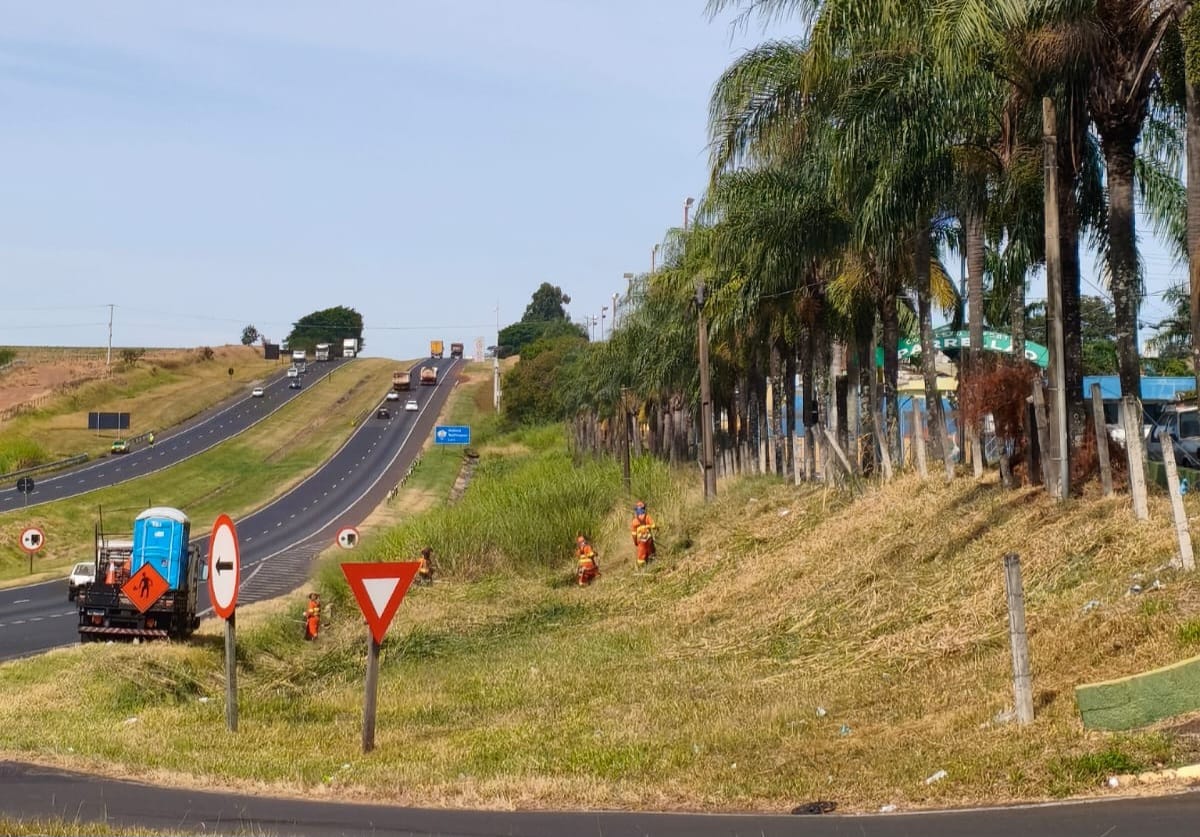📌 Após cobrança da Prefeitura, Ecovias realiza limpeza às margens da Washington Luís em Ibaté
