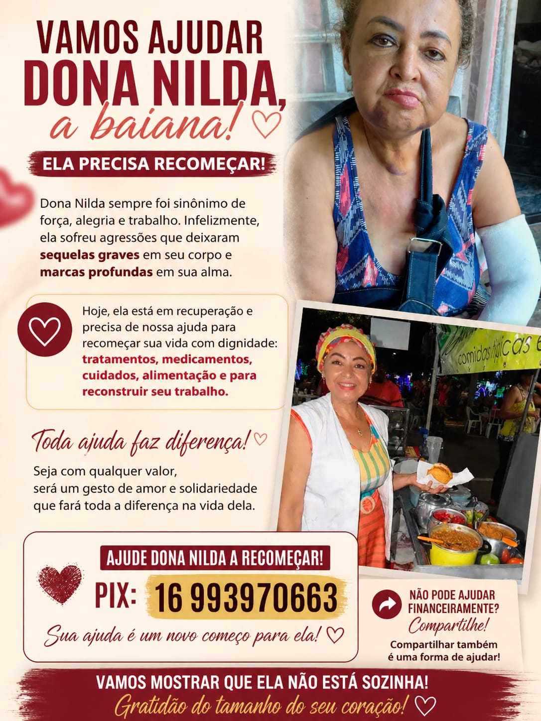 😔🙏 Ibaté e toda a região, a nossa querida Dona Nilda, a Baiana, precisa da nossa ajuda!