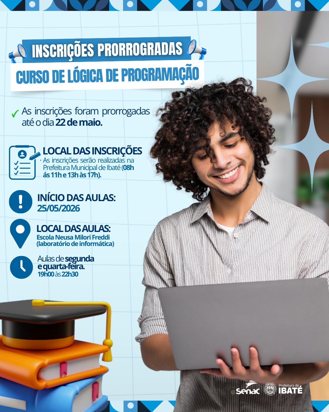 📌 Prefeitura de Ibaté prorroga inscrições para curso gratuito de Lógica de Programação