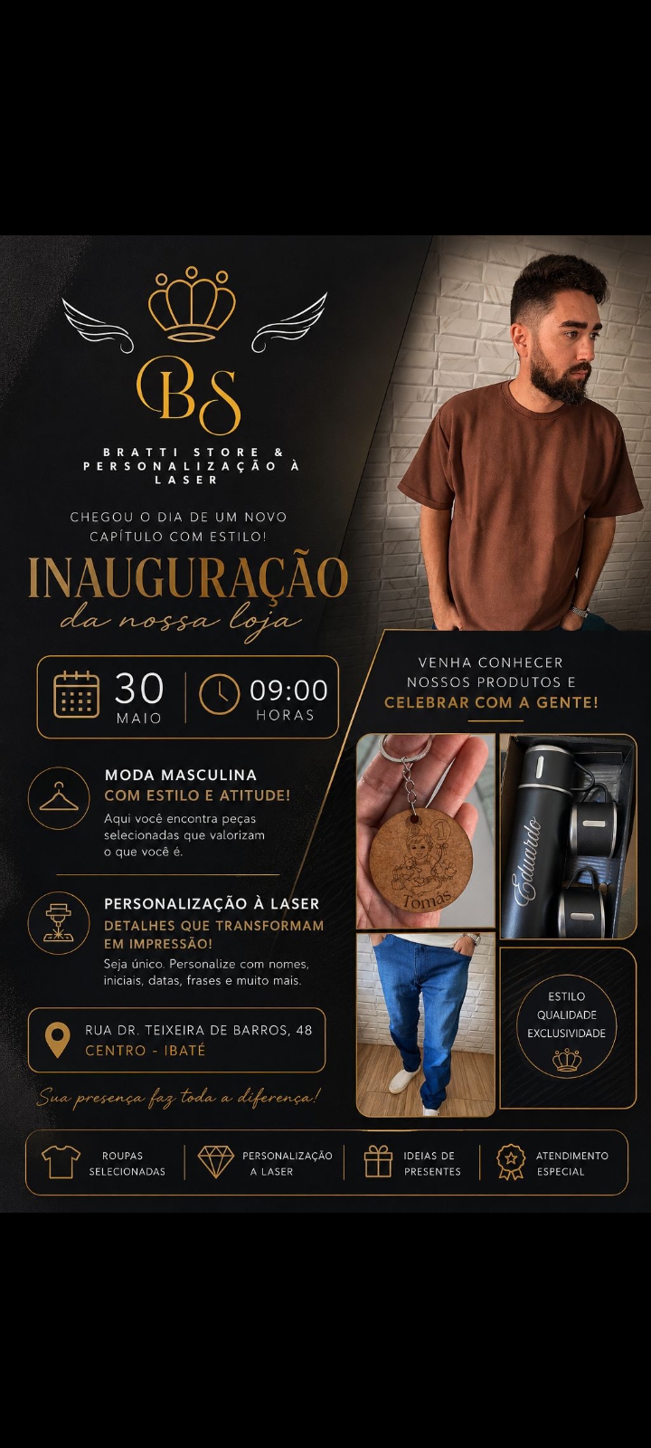 ✨ Ibaté e toda a região estão convidados para prestigiar a grande inauguração da Bratti Store & Personalização a Laser!