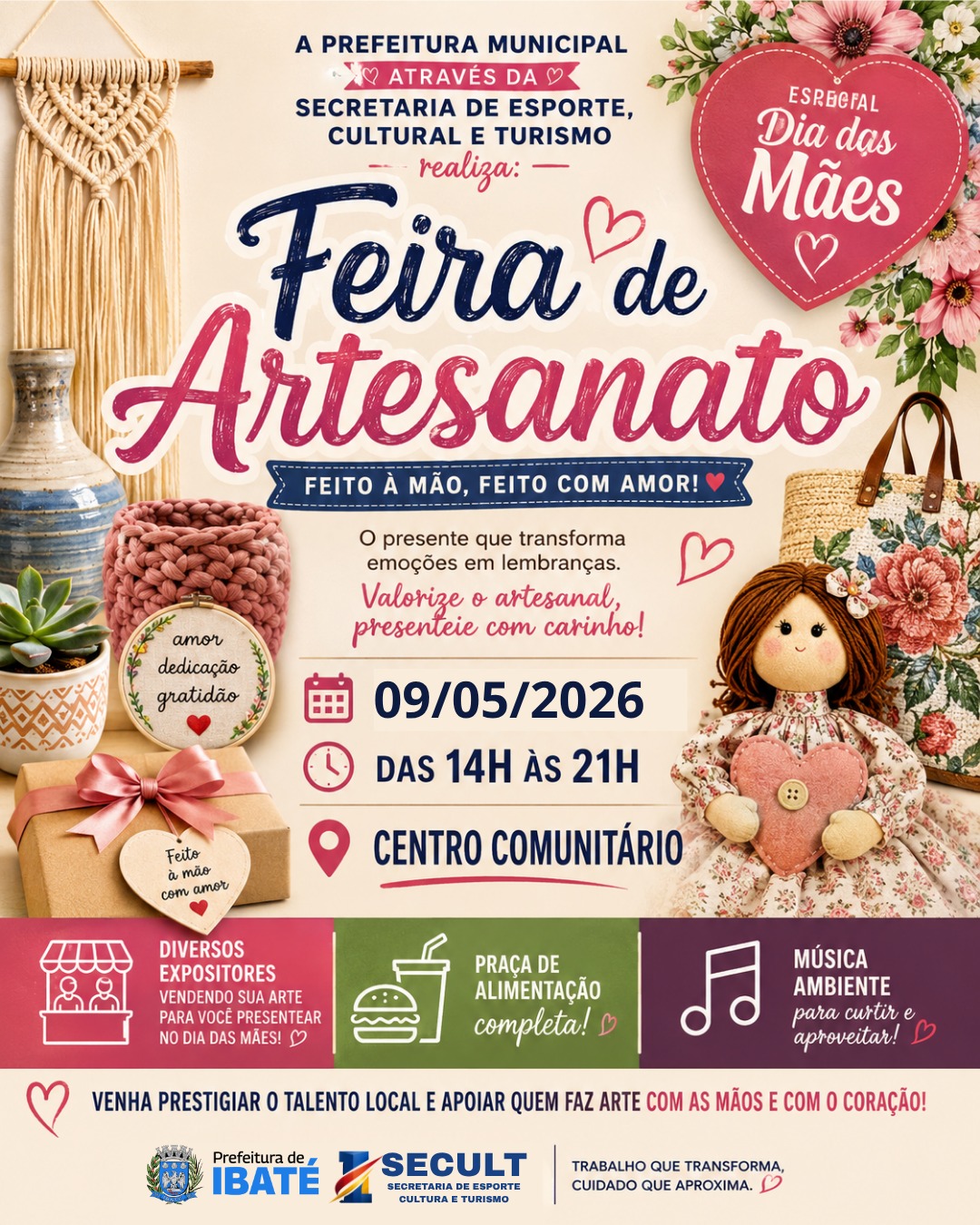 🎨✨ Ibaté realiza neste sábado a 1ª Feira de Artesanato do município