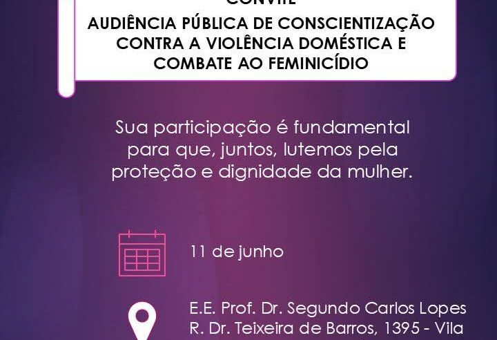 📌 Câmara de Ibaté promove audiência pública de conscientização contra a violência doméstica e combate ao feminicídio