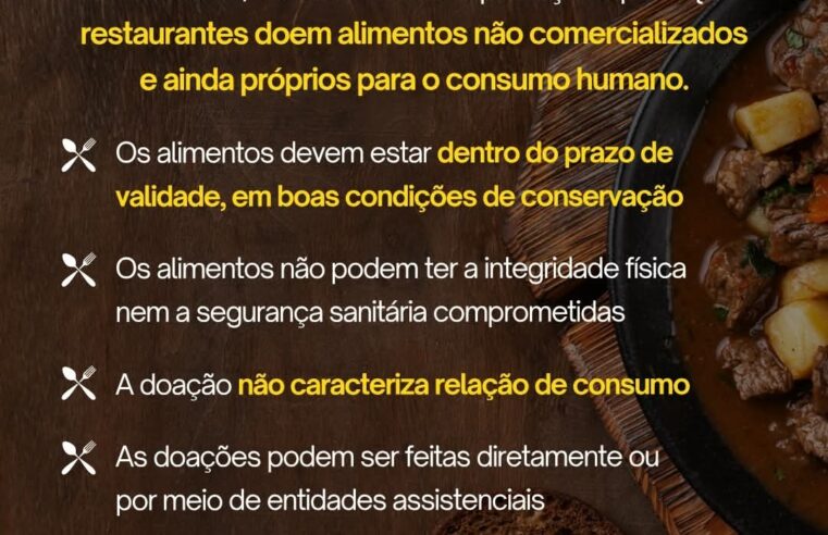 📌 Lei incentiva doação de alimentos e combate ao desperdício no Brasil