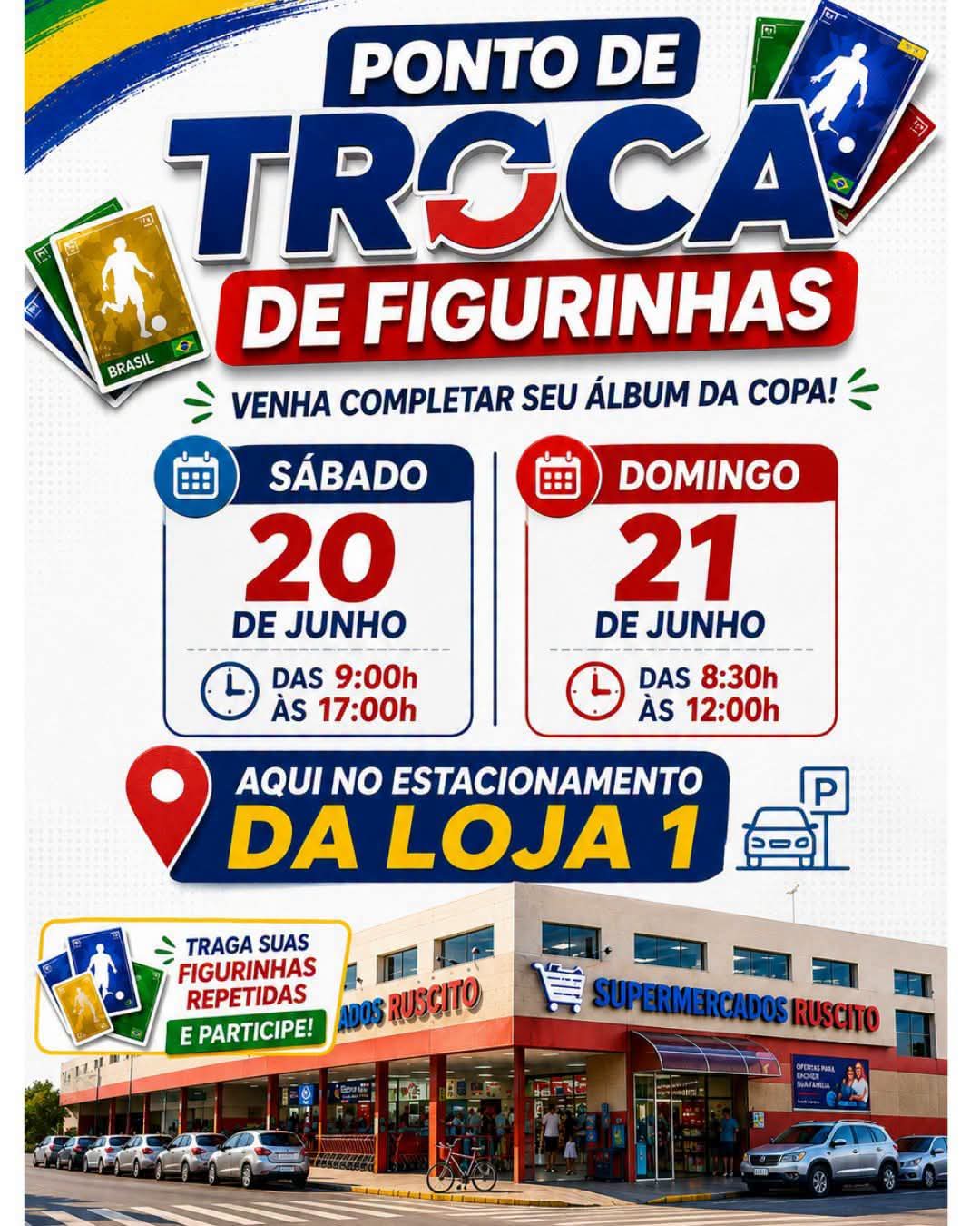 ⚽📖 PONTO DE TROCA DE FIGURINHAS NO SUPERMERCADOS RUSCITO! 📖⚽