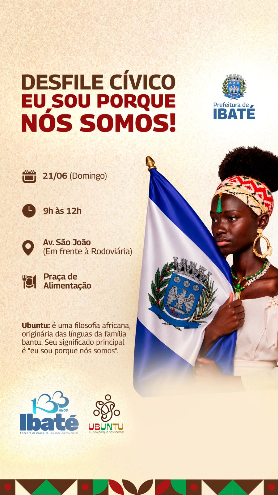 📌 Ibaté celebra 133 anos com Desfile Cívico inspirado na filosofia Ubuntu