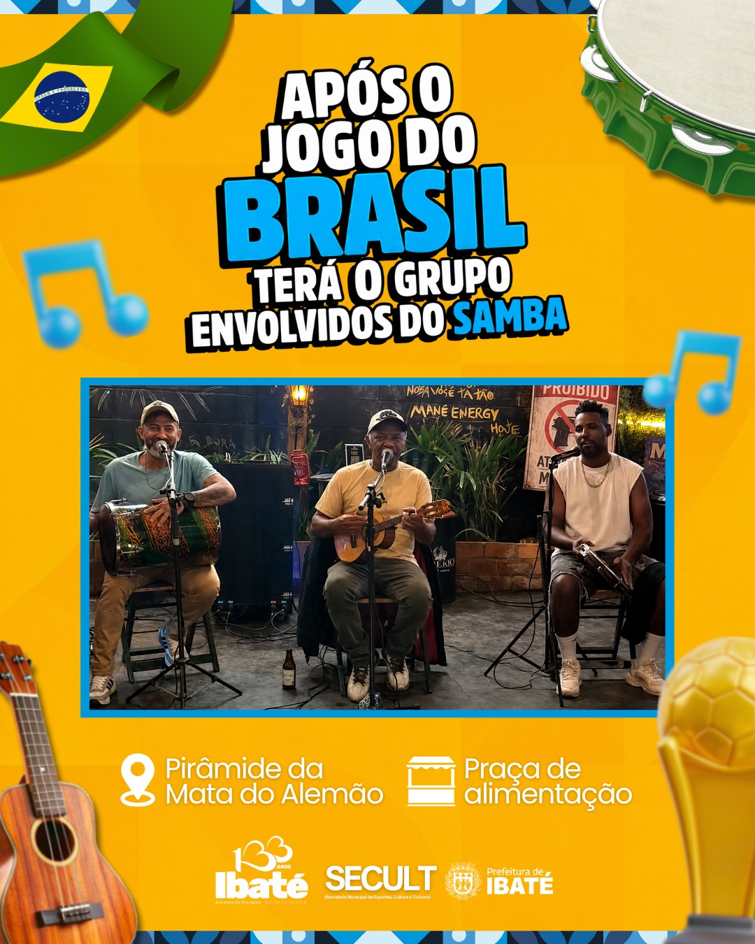 📌 Após o jogo do Brasil, Envolvidos do Samba promete agitar a Pirâmide da Mata do Alemão