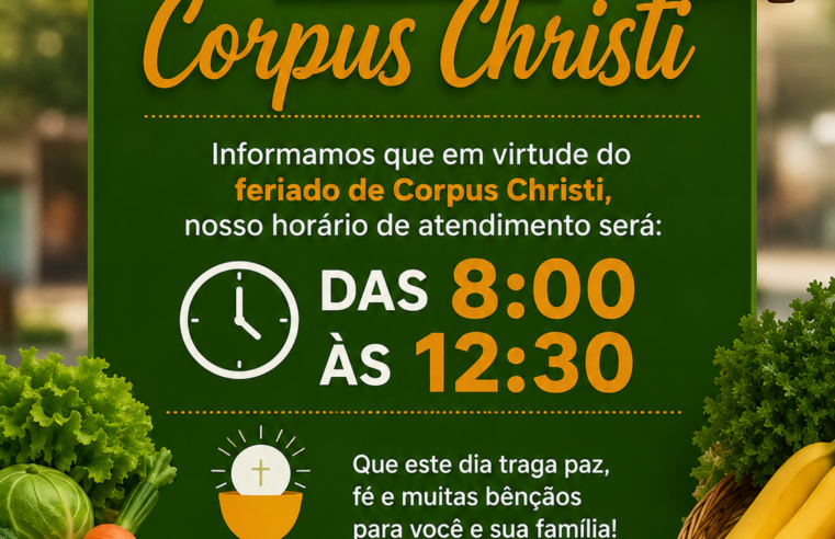 🥬 Feriado de Corpus Christi com atendimento especial no Empório Schumacher Fresh Food!