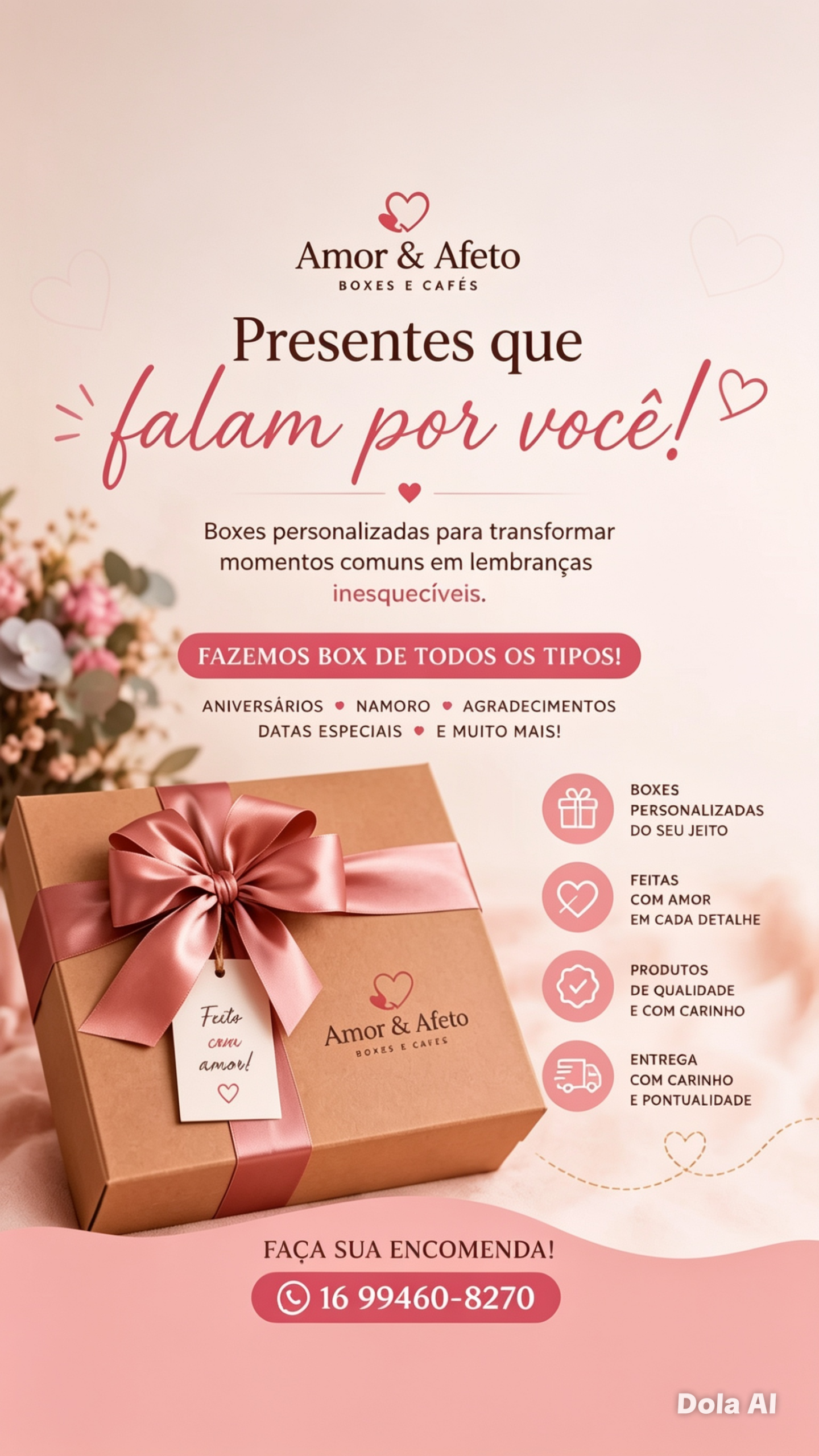 ❤️🎁 O Dia dos Namorados está chegando, e a Amor & Afeto – Boxes e Cafés já está preparando presentes especiais para transformar essa data em uma lembrança inesquecível!