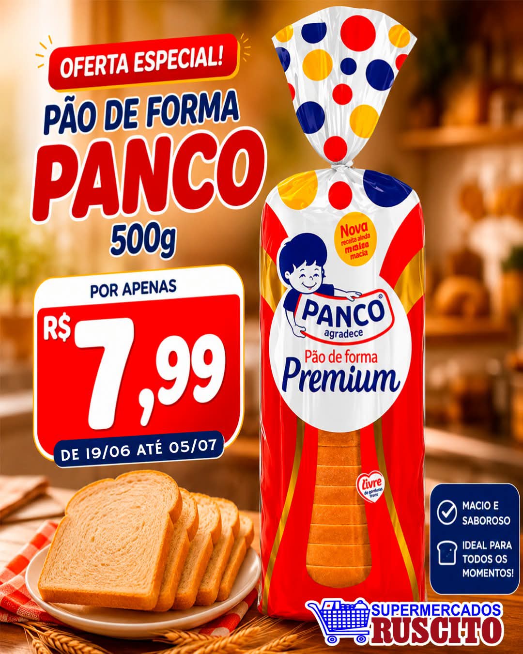 🛒🍞 Economia de verdade é no Supermercados Ruscito! 🍞🛒