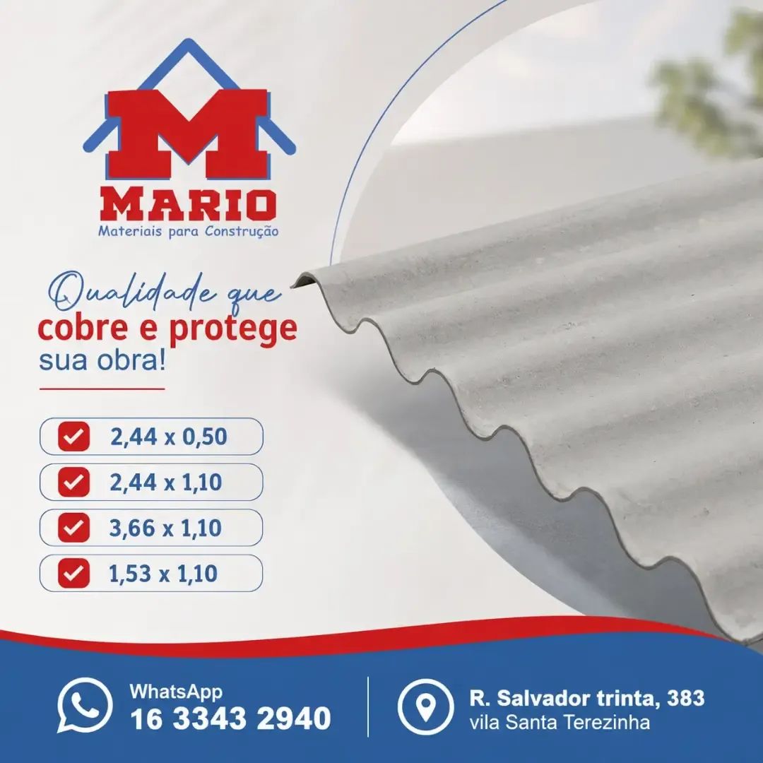 🏠 TELHAS DE FIBROCIMENTO COM QUALIDADE E O MELHOR CUSTO-BENEFÍCIO VOCÊ ENCONTRA NA MARIO MATERIAIS PARA CONSTRUÇÃO!