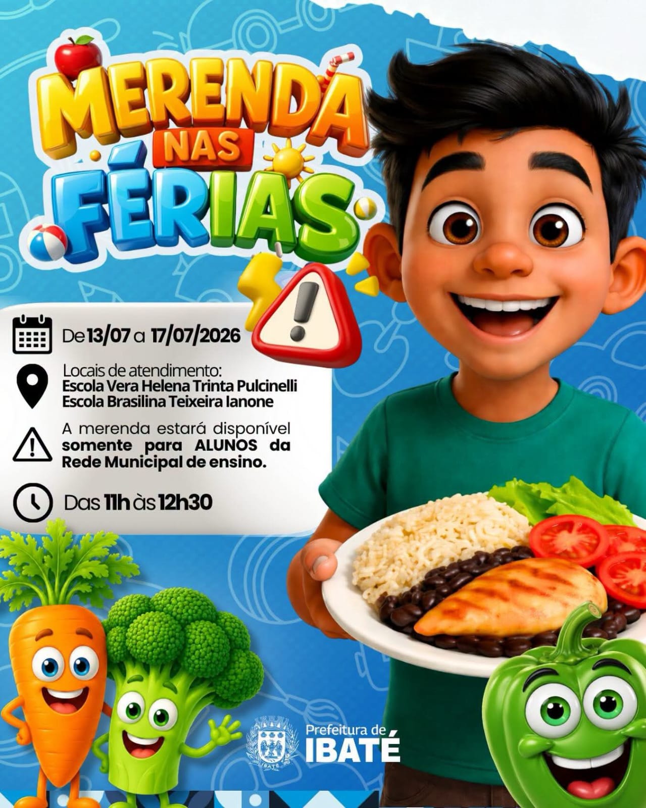 📌 Mesmo nas férias, cuidado continua: Prefeitura de Ibaté garante merenda escolar para alunos da rede municipal
