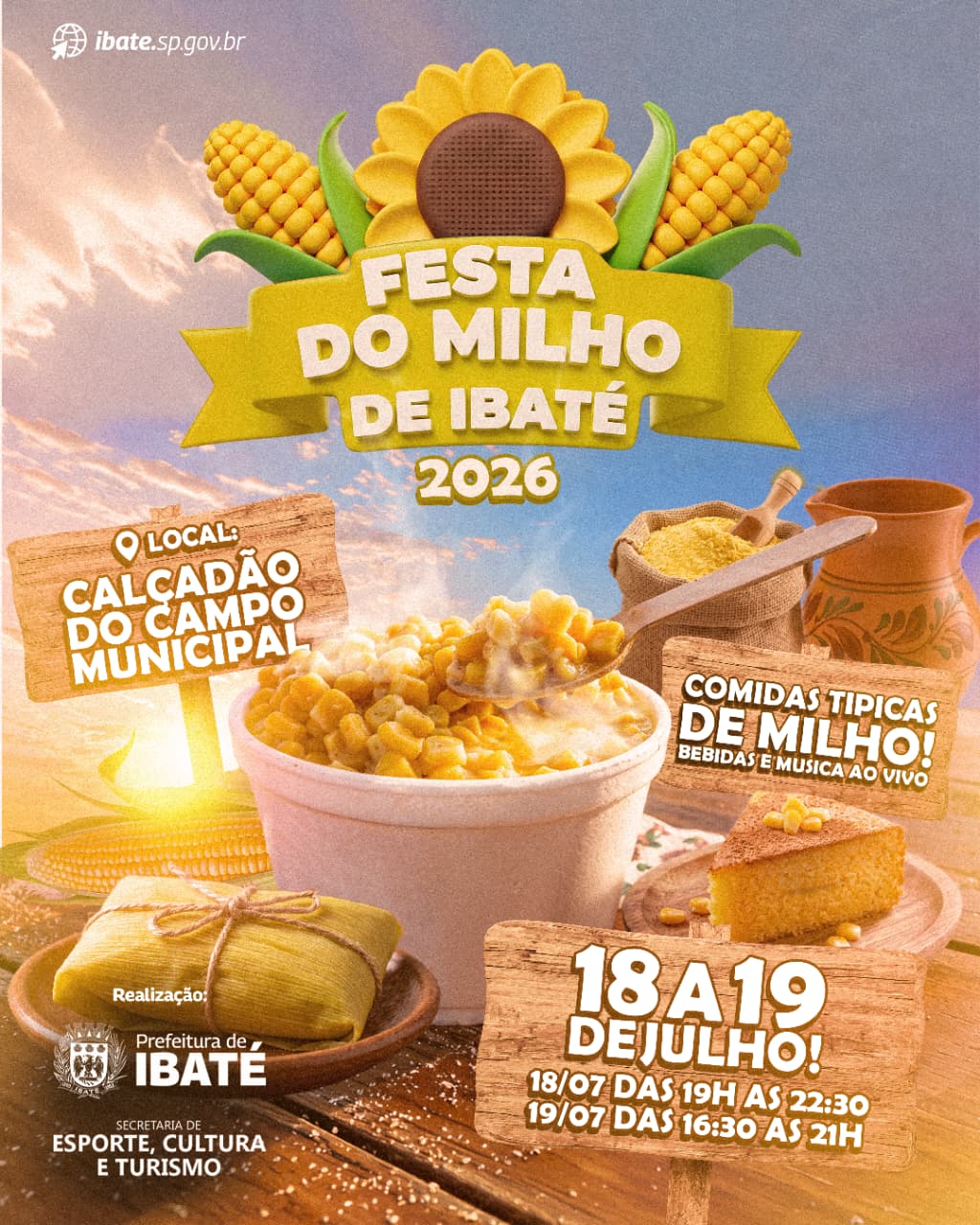 🌽 É AMANHÃ! Festa do Milho de Ibaté promete dois dias de muita música, comidas típicas e diversão para toda a família