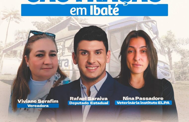 📌 Ibaté terá 2º Mutirão de Castração: conquista da vereadora Viviane Serafim com apoio do deputado Rafael Saraiva.Uma importante conquista para a causa animal em Ibaté está prestes a se tornar realidade.