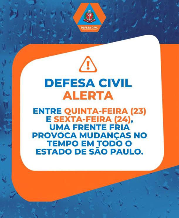 ⚠️ ATENÇÃO! Frente fria chega a São Paulo e pode provocar temporais, ventos fortes e queda nas temperaturas