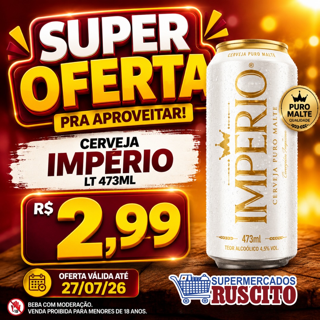 🚨 Atenção, amantes de uma cerveja gelada! 🍺Nos Supermercados Ruscito, a economia está garantida com uma oferta imperdível!