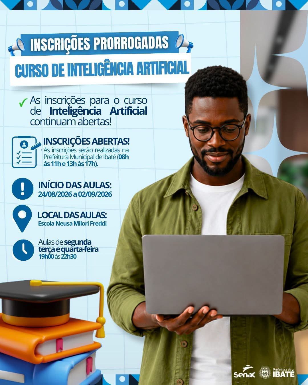 📌 Prorrogação das inscrições amplia acesso ao curso gratuito de Inteligência Artificial em Ibaté