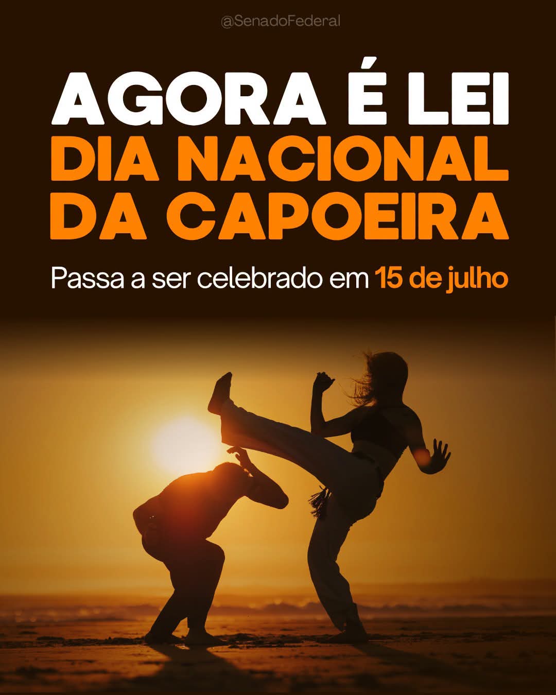 📌 Dia 15 de julho passa a ser oficialmente o Dia Nacional da Capoeira