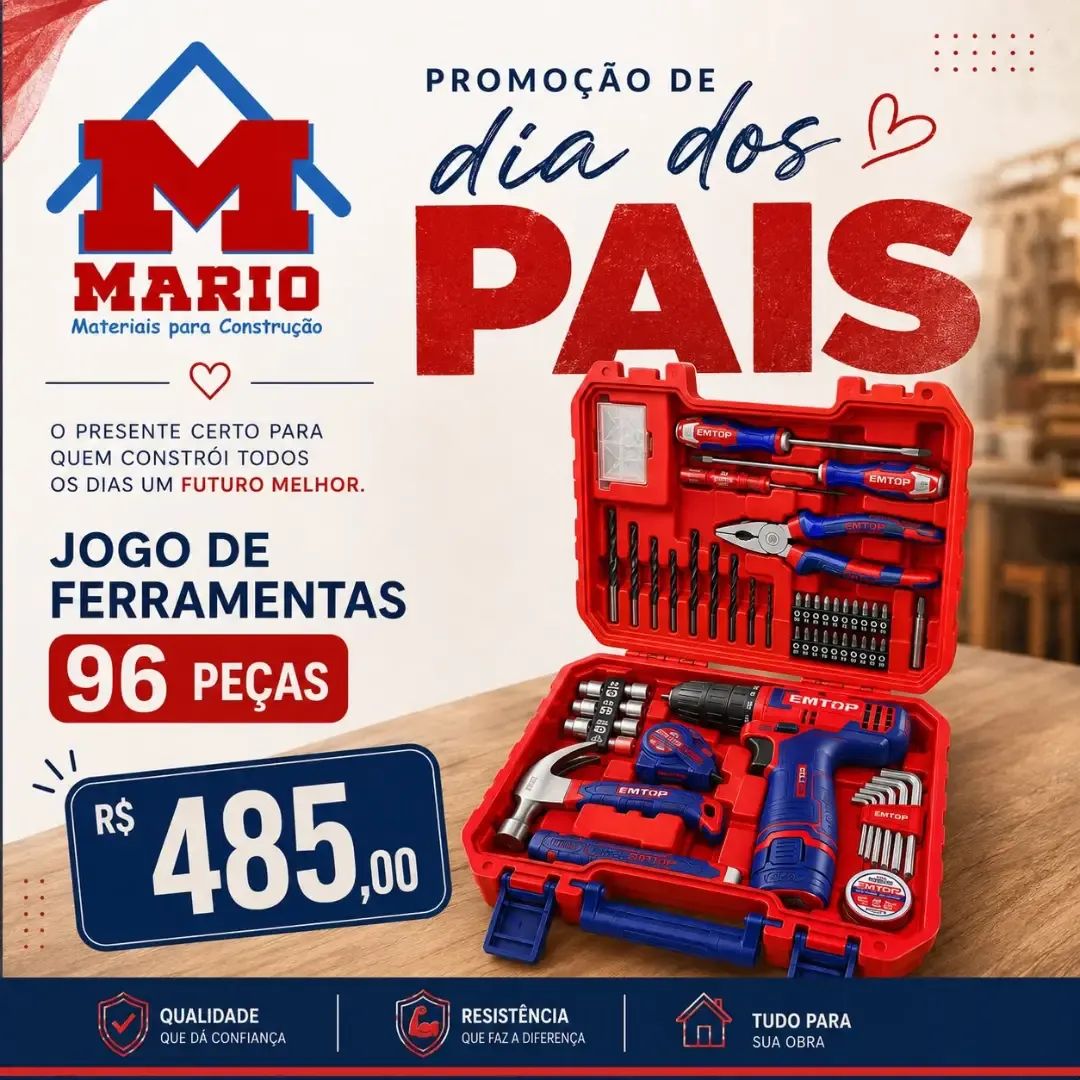 🔨🎁 Neste Dia dos Pais, a oportunidade perfeita para presentear está na loja Mário Materiais de Construção ! 💙