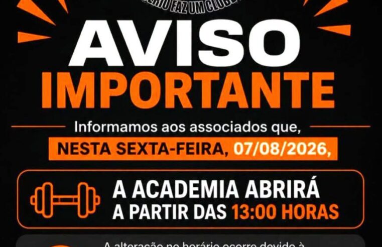 📌 Academia do GREI terá horário especial nesta sexta-feira (7)