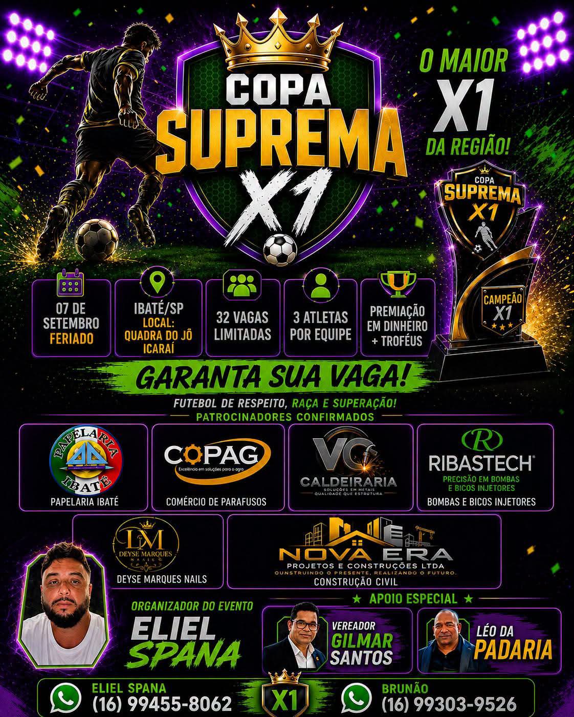 🔥⚽ ESTÁ CHEGANDO O GRANDE DIA! IBATÉ VAI PARAR PARA A COPA SUPREMA DE X1! ⚽