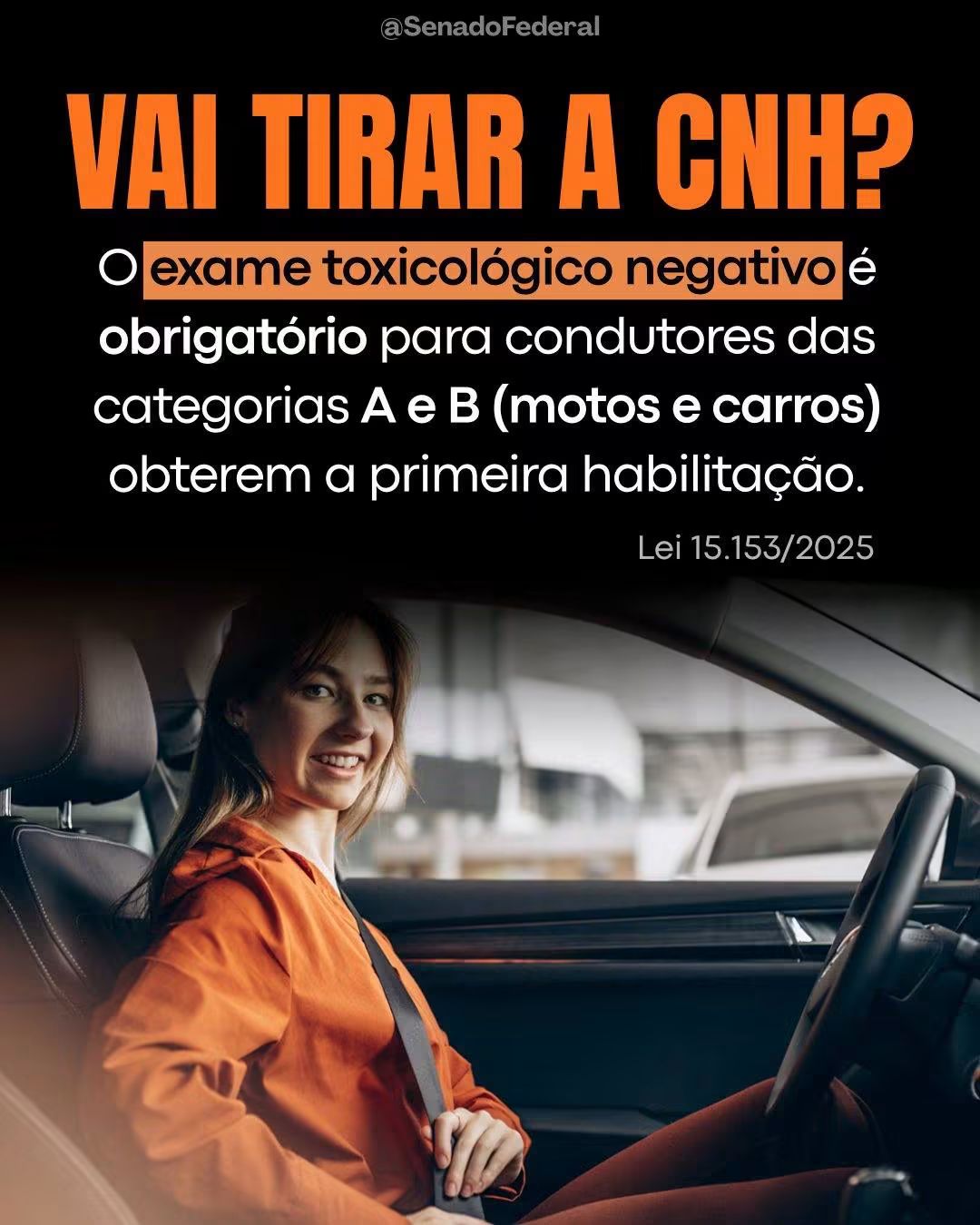 📌 Exame toxicológico passa a ser exigido para primeira habilitação nas categorias A e B