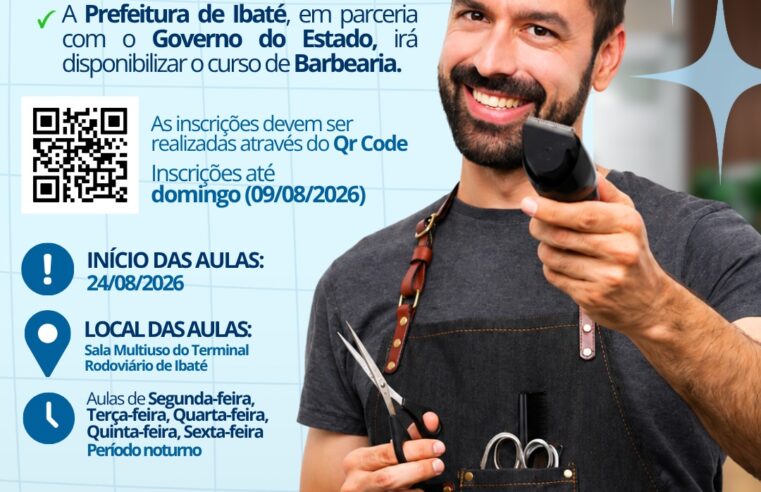 📌 Prefeitura de Ibaté abre inscrições para curso gratuito de Barbearia e amplia oportunidades de emprego e renda