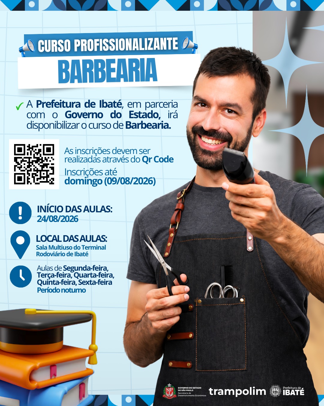 📌 Prefeitura de Ibaté abre inscrições para curso gratuito de Barbearia e amplia oportunidades de emprego e renda