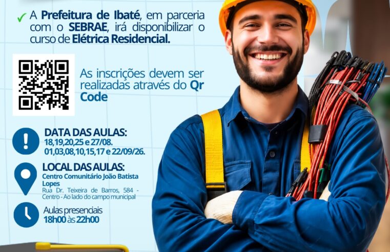 ⚡ CURSO GRATUITO DE ELÉTRICA RESIDENCIAL EM IBATÉ!