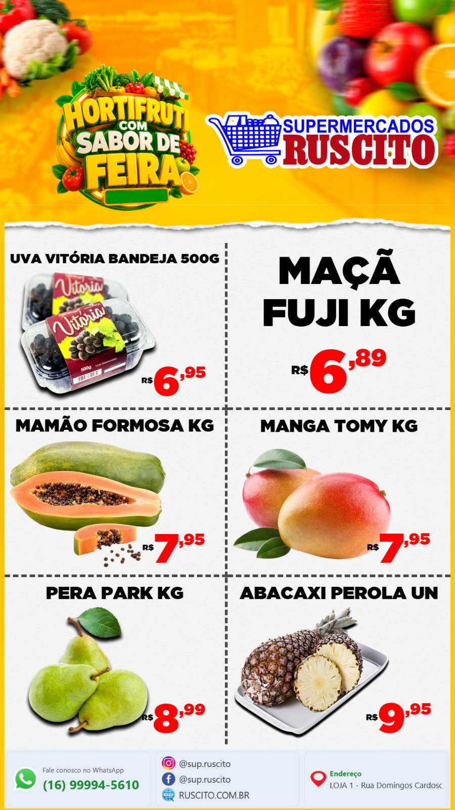 🥦🍎 Quinta e sexta são dias de economia no Hortifruti dos Supermercados Ruscito! 🛒✨