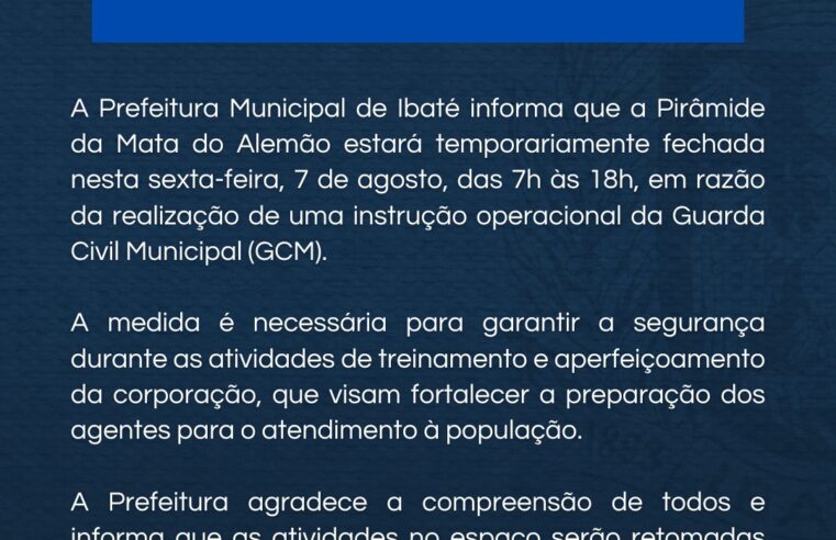 🚨 Atenção! Pirâmide da Mata do Alemão ficará fechada nesta sexta-feira