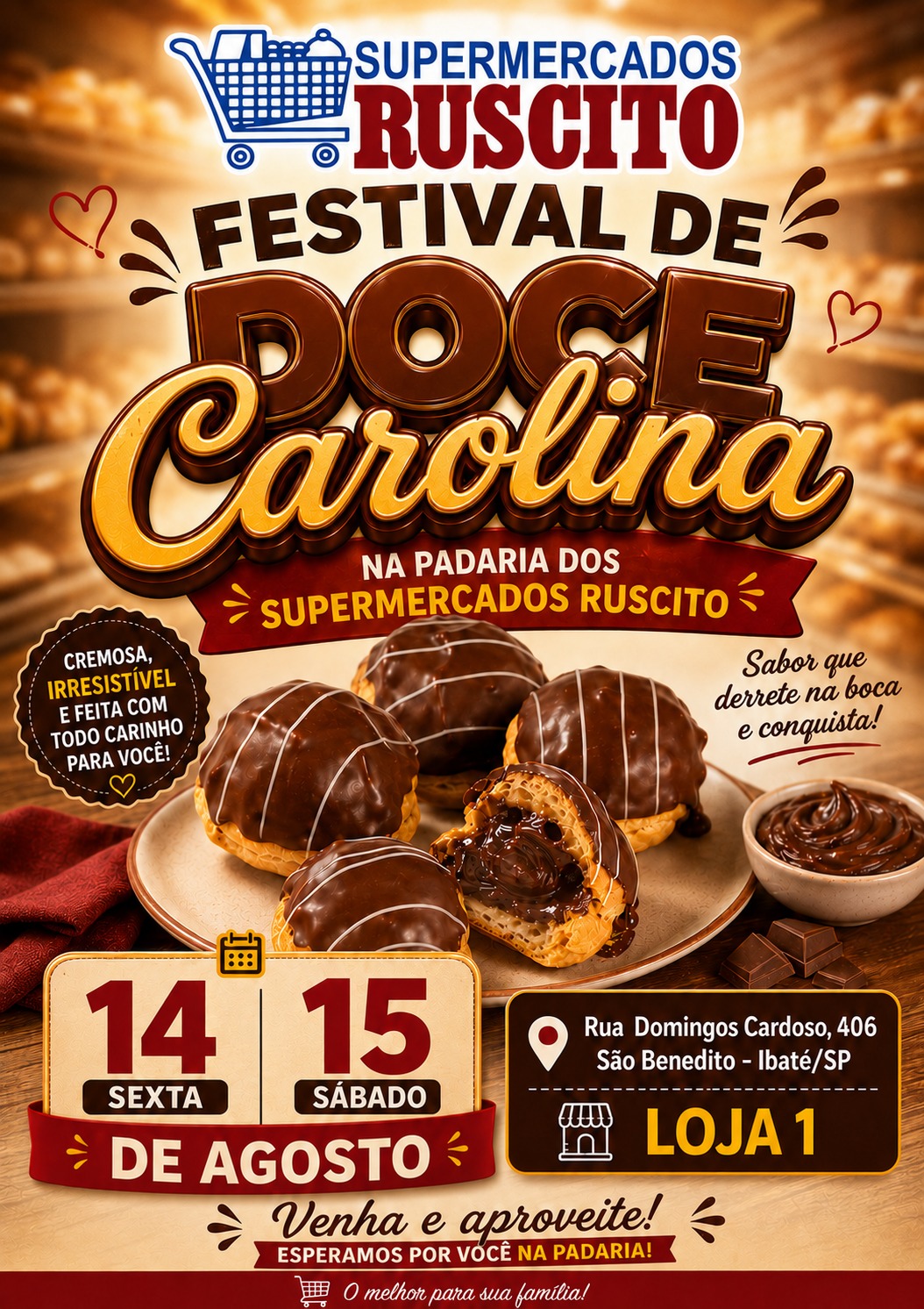 🍫 Festival de Doce Carolina nos Supermercados Ruscito!