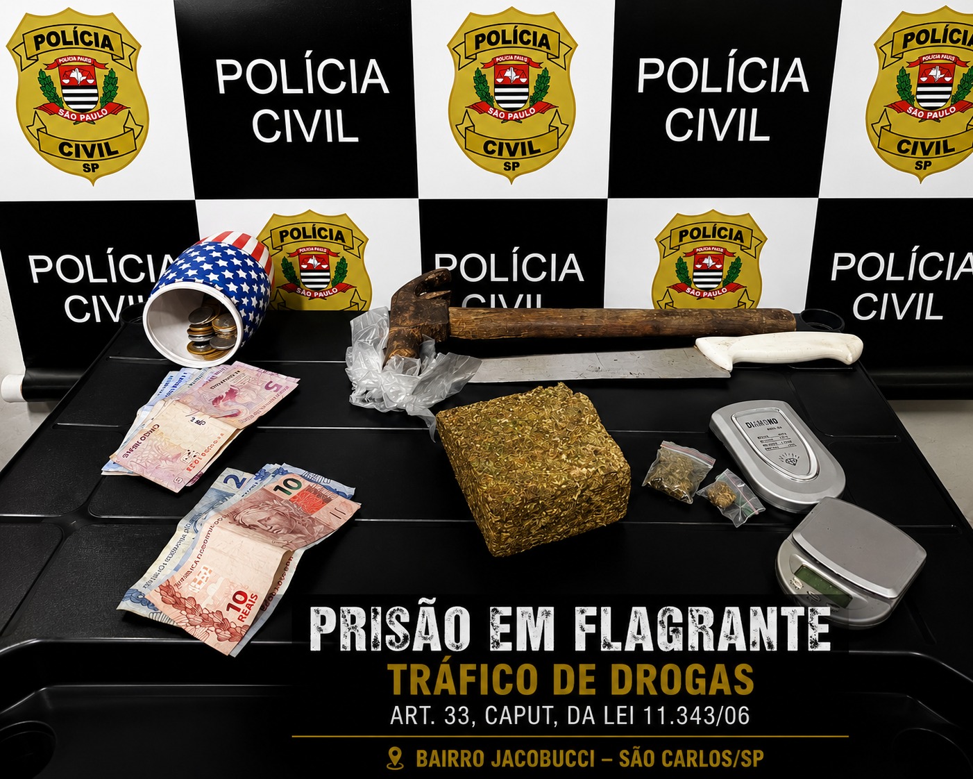🚨 Polícia Civil prende homem em flagrante por tráfico de drogas na Vila Jacobucci