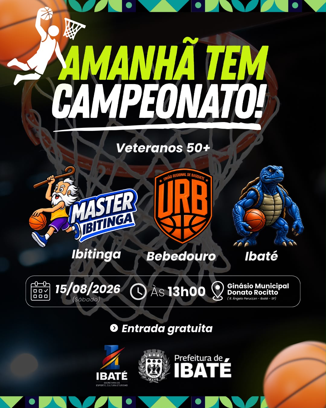 📌 Ibaté recebe Campeonato de Basquete Veteranos 50+ neste sábado