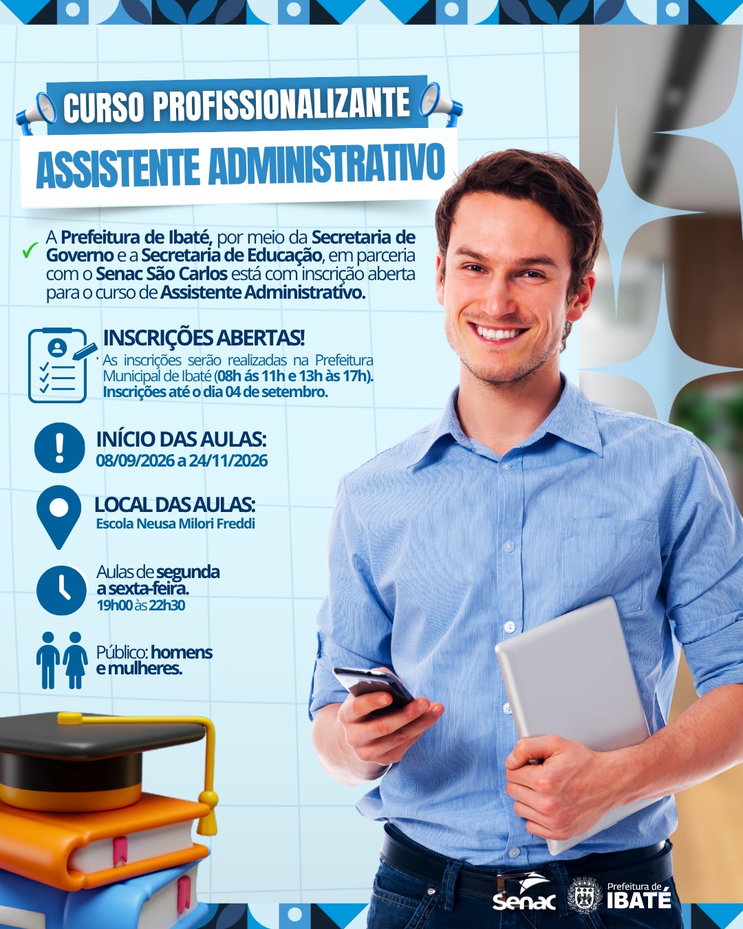 🚨 Ibaté abre inscrições para curso gratuito de Assistente Administrativo com 25 vagas
