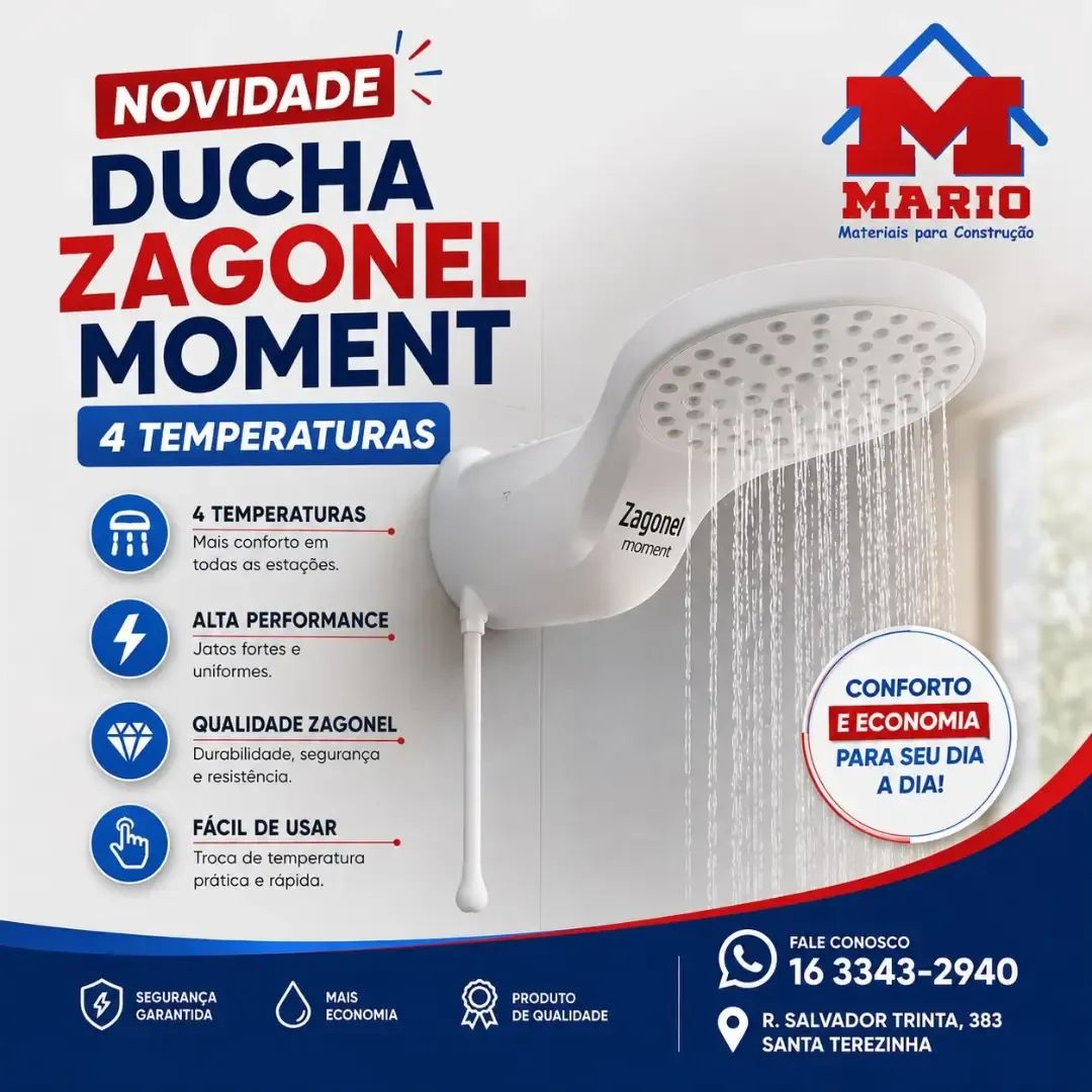🚿✨ Mais conforto para o banho também é no Mário Materiais de Construção!