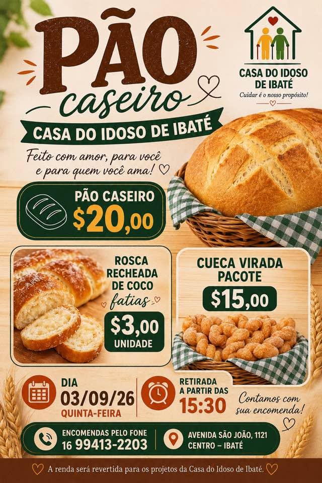 🍞 Pão caseiro da Casa do Idoso de Ibaté: feito com amor e solidariedade