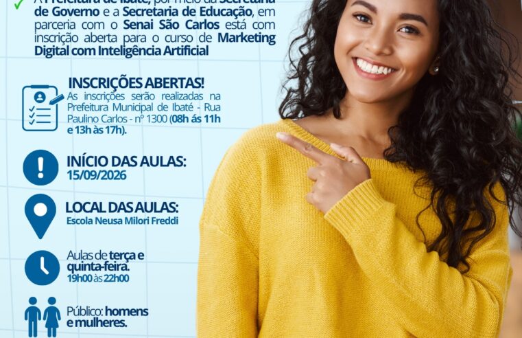 🚨 ÚLTIMO DIA! IBATÉ TEM CURSO GRATUITO DE MARKETING DIGITAL COM INTELIGÊNCIA ARTIFICIAL