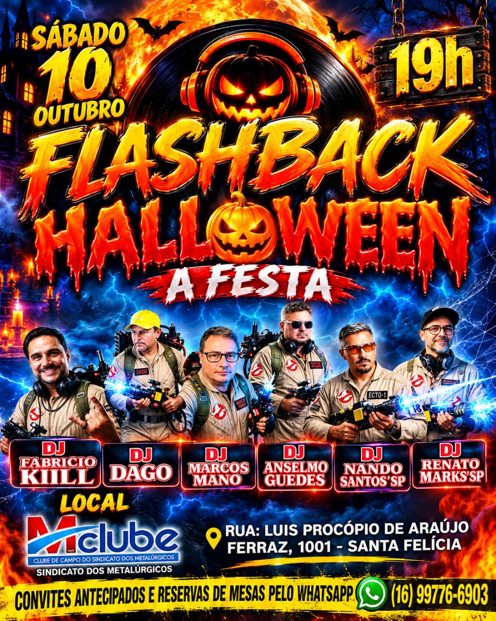 🎃🔥 PREPARE-SE: O HALLOWEEN VAI TOMAR CONTA DO Clube do Sindicato dos Metalúrgicos de São Carlos e Ibaté ! 👻🎶