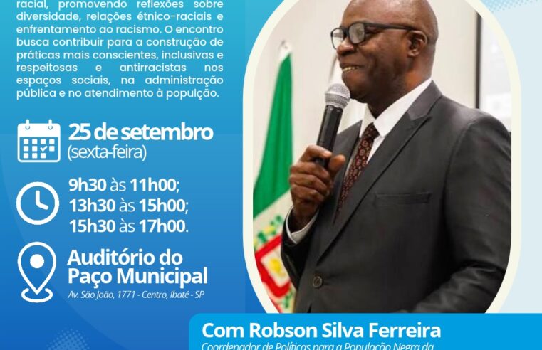 📌 Ibaté promove formação sobre letramento racial nesta sexta-feira