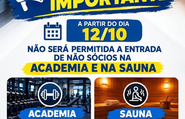 📌 GREI restringe acesso à academia e à sauna para não sócios