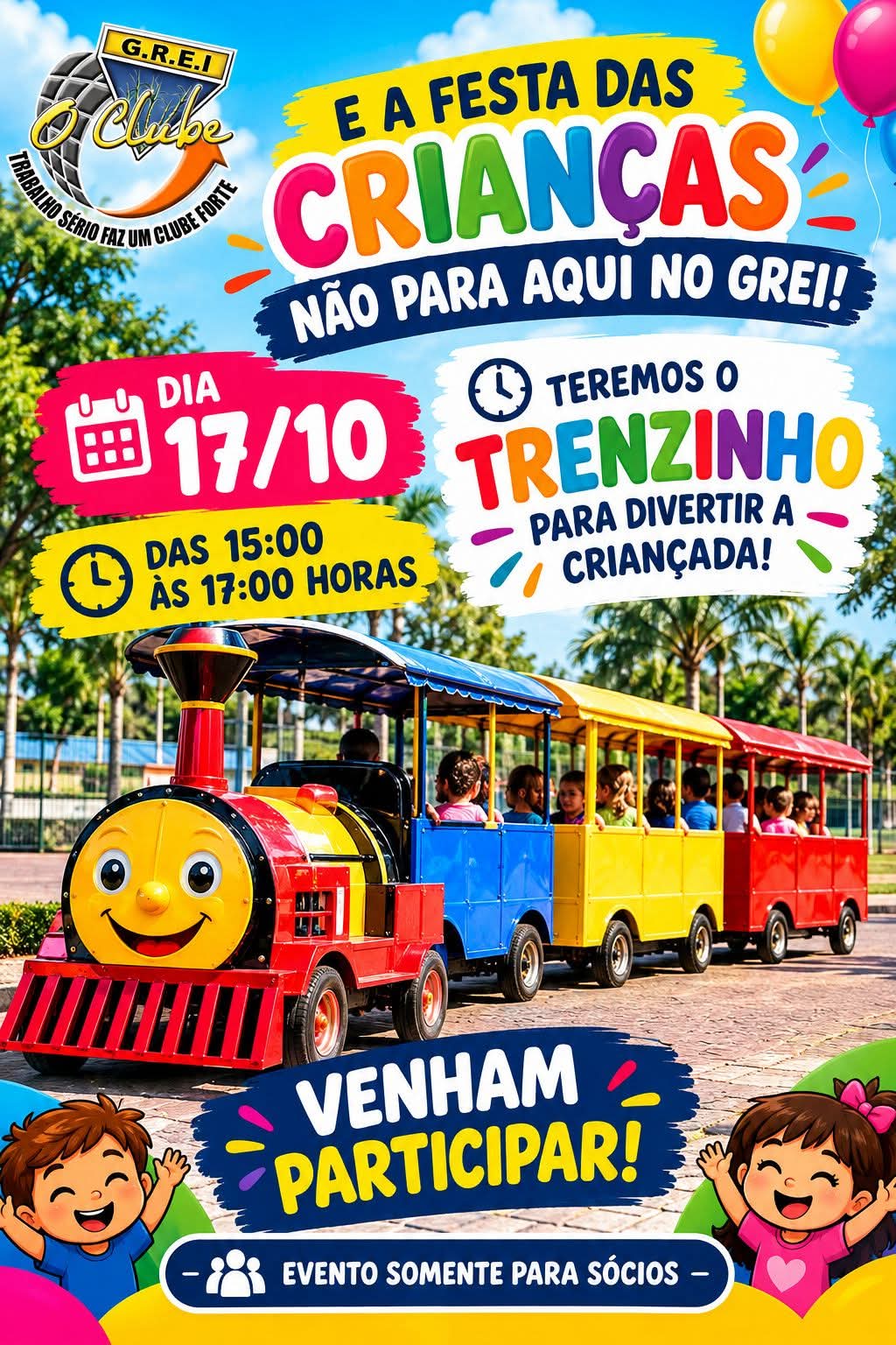 🚂 ALÔ, CRIANÇADA! A DIVERSÃO CONTINUA NO GREI COM UM PASSEIO DE TRENZINHO!