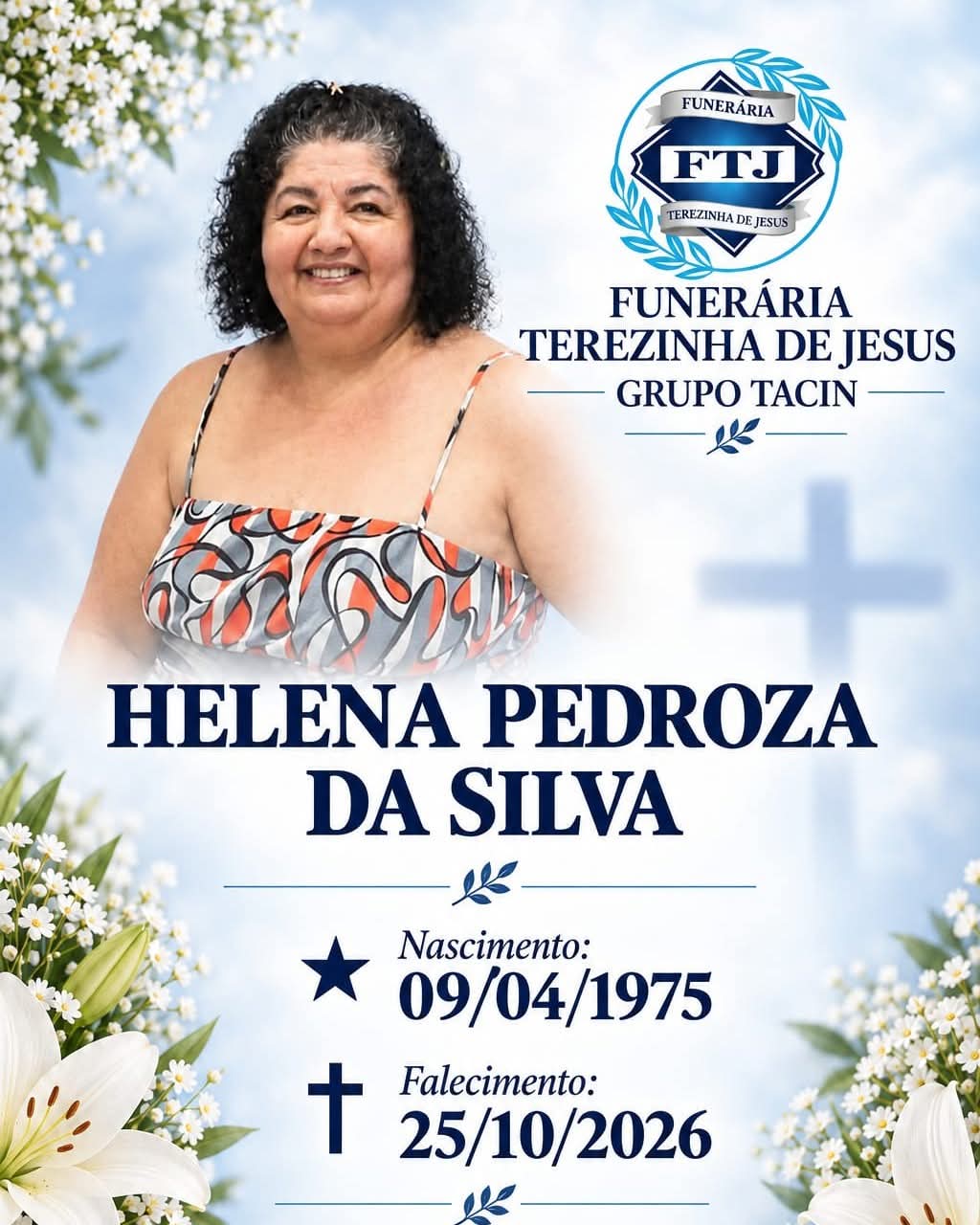 NOTA DE FALECIMENTO Funerária Terezinha de Jesus